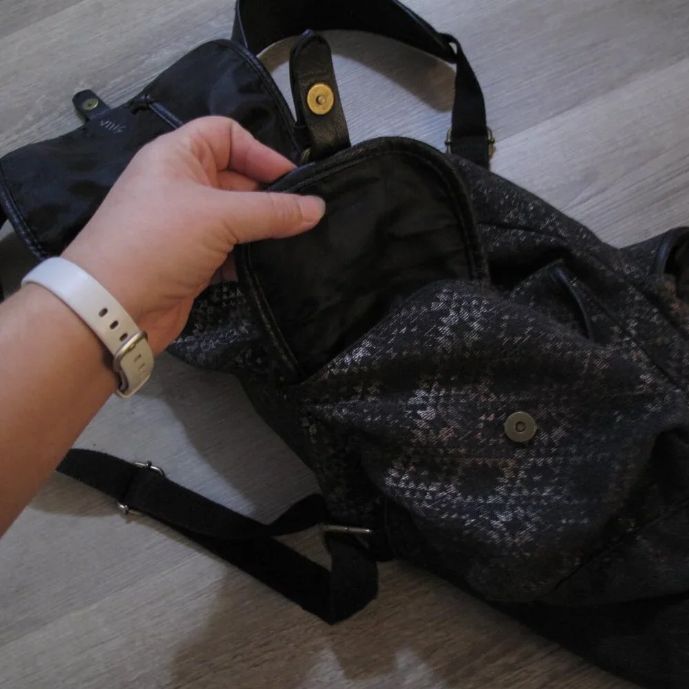 MOSSIMO Black Canvas Printed Backpack